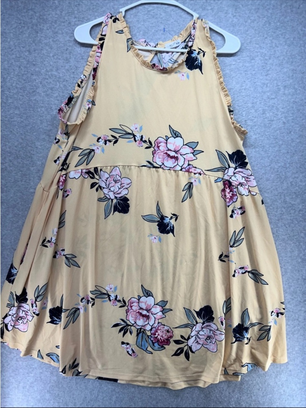 Eyeshadow Yellow Floral Mini Dress with Pink & Black Blooms